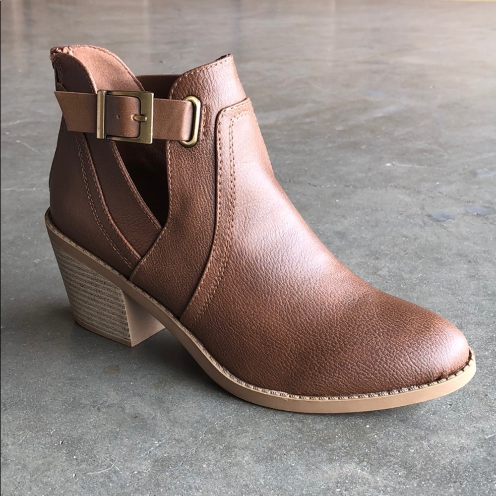 Soda Women’s V Cutout Ankle Boots in Brown
